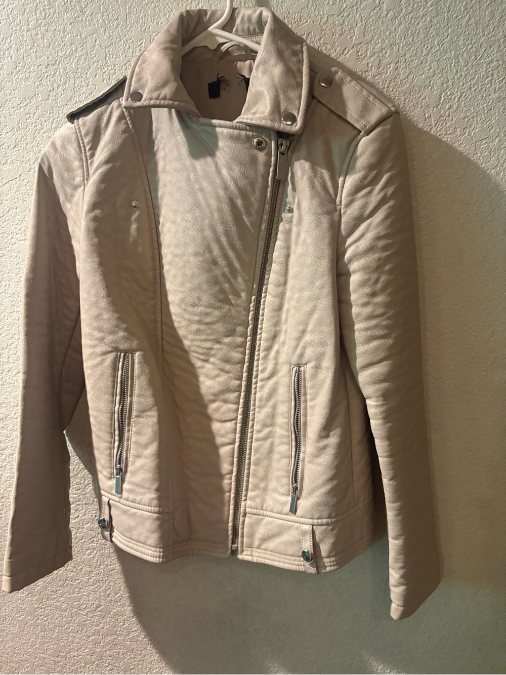 Cream Quilted Moto Jacket